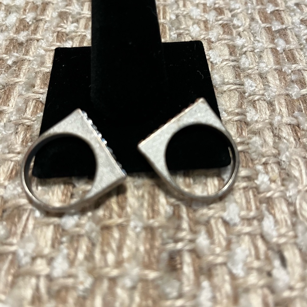Matte Silver Stackable Rhinestone ring set size 9 - Picture 2 of 5